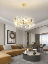 Ginkgo Ceramic Leaf Flush Mount Chandelier Elegant Modern Ceiling Light Fixture
