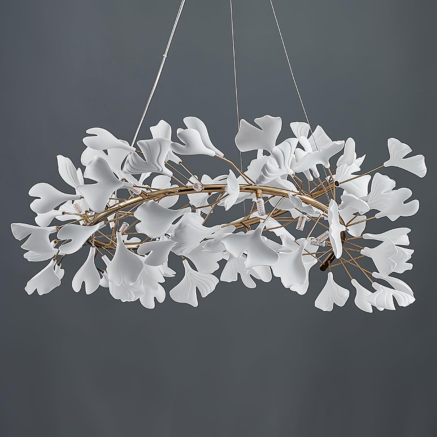 Ginkgo Ceramic Leaf Flush Mount Chandelier Elegant Modern Ceiling Light Fixture