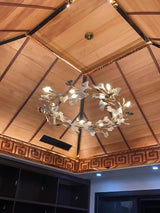 Ginkgo Ceramic Leaf Flush Mount Chandelier Elegant Modern Ceiling Light Fixture
