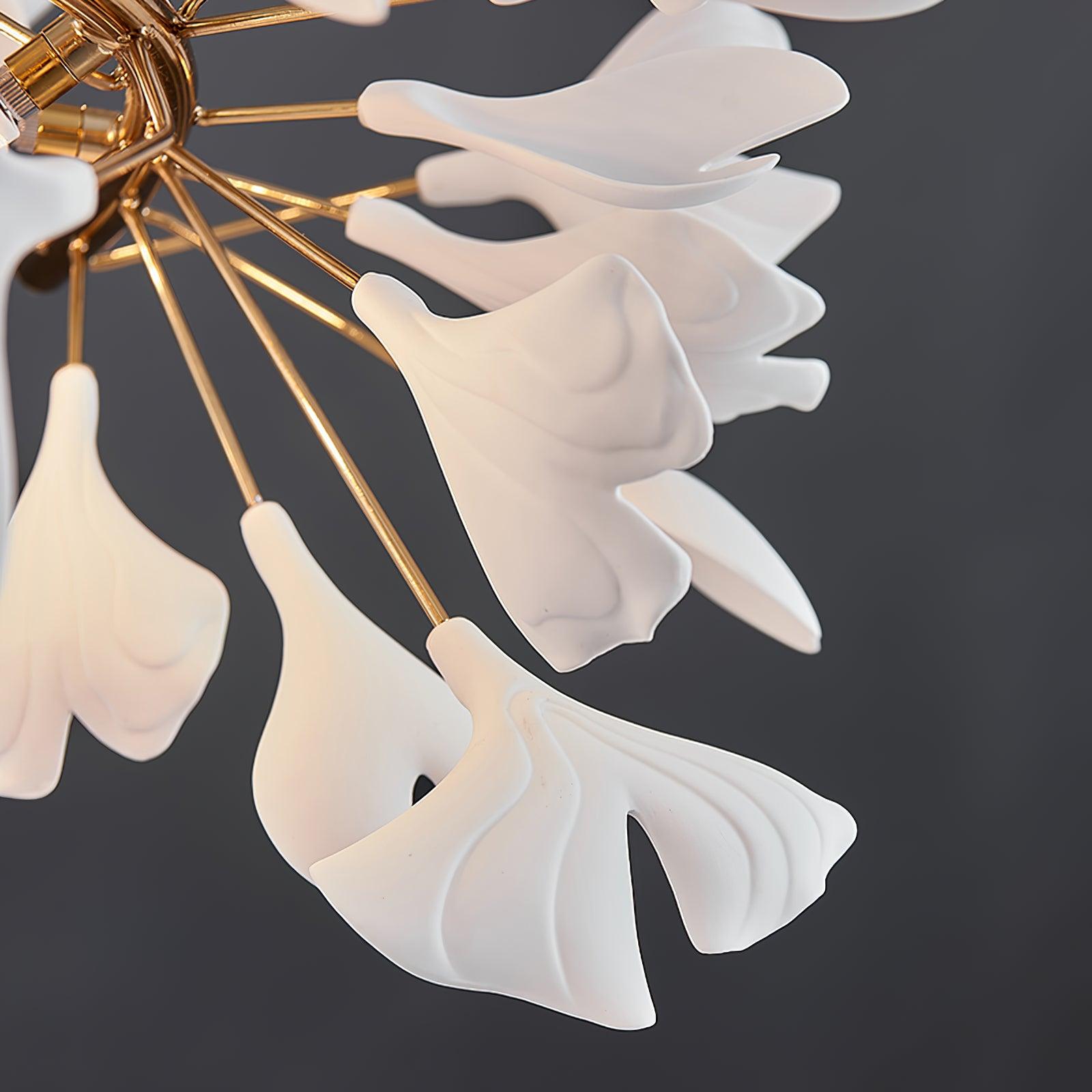 Ginkgo Ceramic Leaf Flush Mount Chandelier Elegant Modern Ceiling Light Fixture