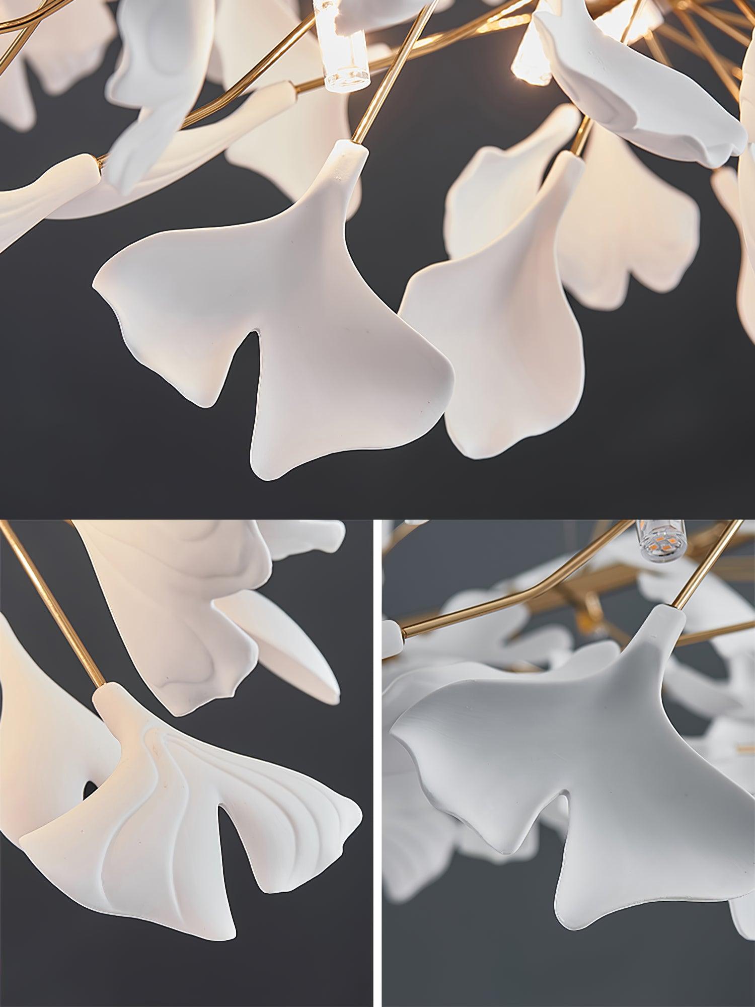 Ginkgo Ceramic Leaf Flush Mount Chandelier Elegant Modern Ceiling Light Fixture