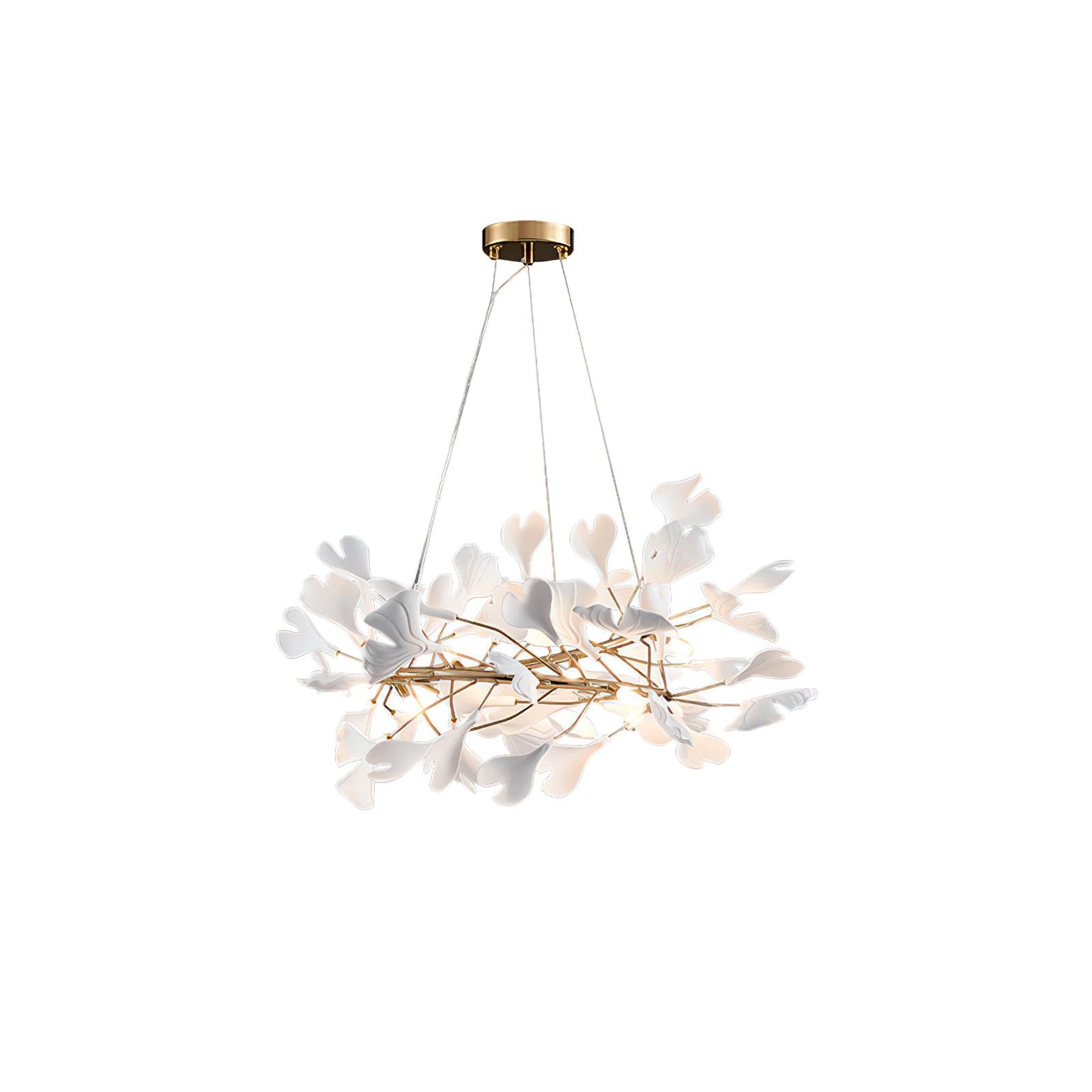 Ginkgo Ceramic Leaf Flush Mount Chandelier Elegant Modern Ceiling Light Fixture