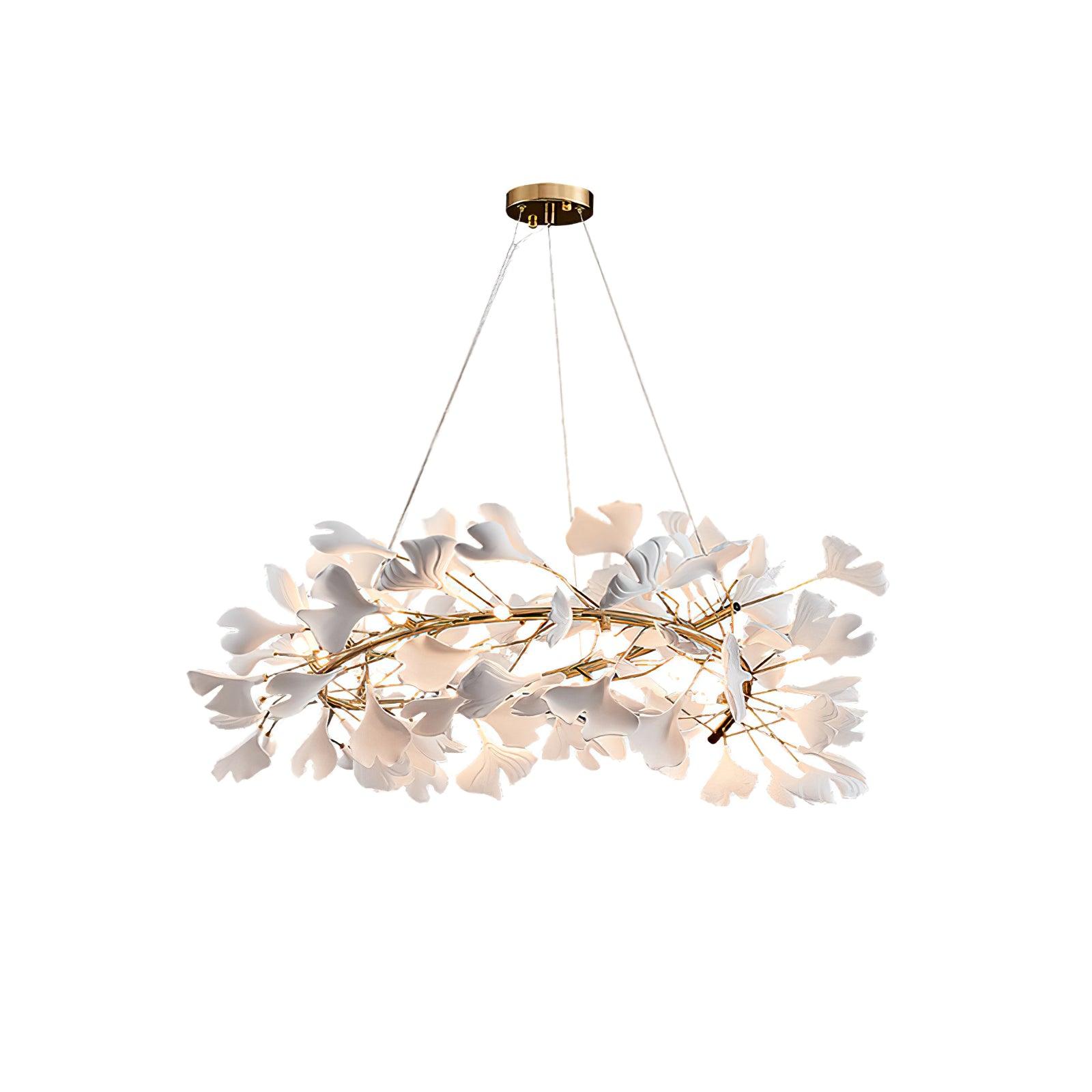 Ginkgo Ceramic Leaf Flush Mount Chandelier Elegant Modern Ceiling Light Fixture