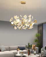 Ginkgo Leaf Ceramic Chandelier Modern Luxury Porcelain Pendant Light for Elegant Interior Spaces