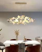 Ginkgo Leaf Ceramic Chandelier Modern Luxury Porcelain Pendant Light for Elegant Interior Spaces