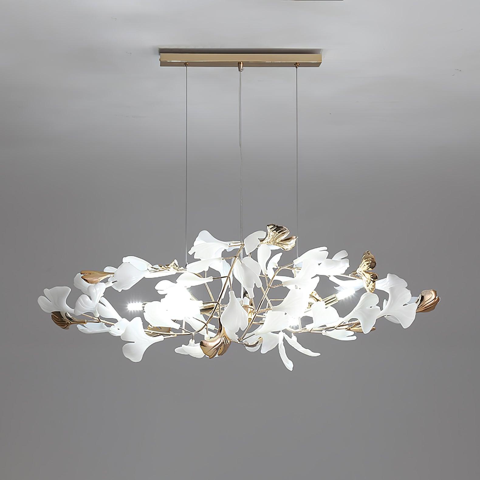 Ginkgo Leaf Ceramic Chandelier Modern Luxury Porcelain Pendant Light for Elegant Interior Spaces