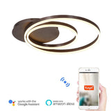 Modern Dimmable Multi Circle LED Flush Mount Ceiling Light for Living Room and Bedroom in Coffee Finish