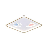 20 Inch Modern LED Kids Room Ceiling Light Hand and Footprint Design Acrylic Flush Mount Fixture