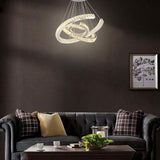 Modern Wave Crystal LED Flush Mount Ceiling Light Stainless Steel Fixture for Dining Room