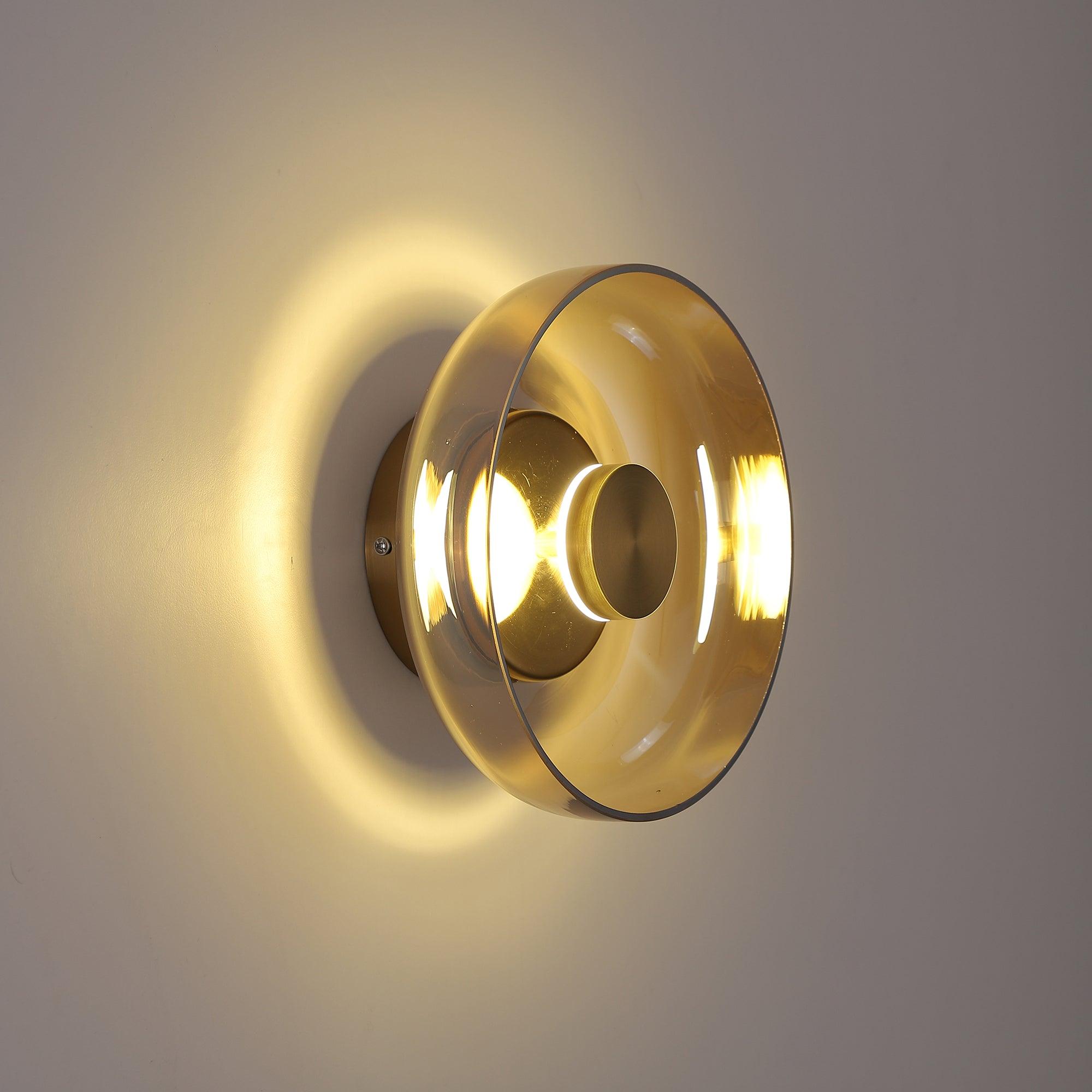 Glimmera Modern Glass and Brass LED Wall Sconce Ambient Indoor Light Fixture