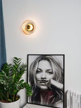 Glimmera Modern Glass and Brass LED Wall Sconce Ambient Indoor Light Fixture