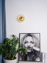 Glimmera Modern Glass and Brass LED Wall Sconce Ambient Indoor Light Fixture