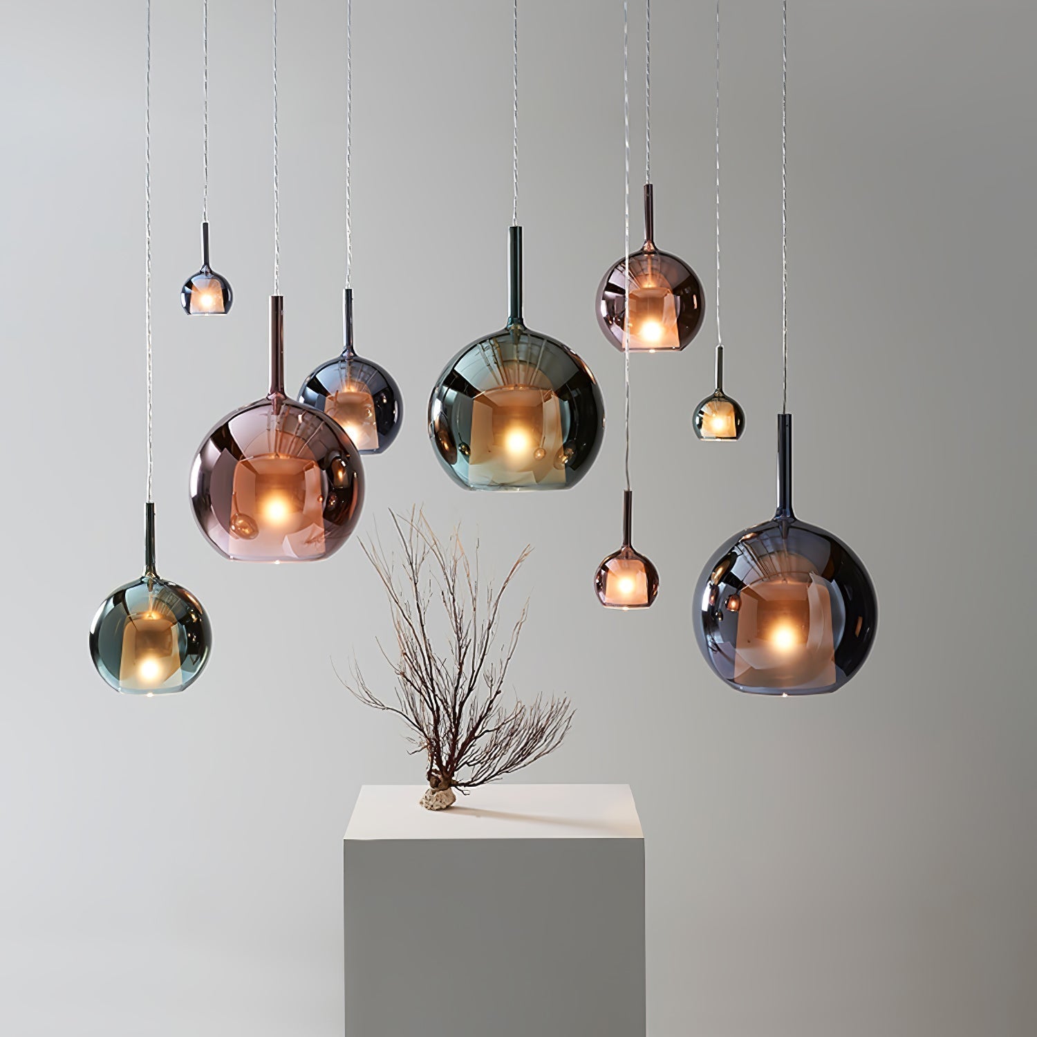 Glo Modern Glass Globe Pendant Light with Metallic Finish for Interior Lighting