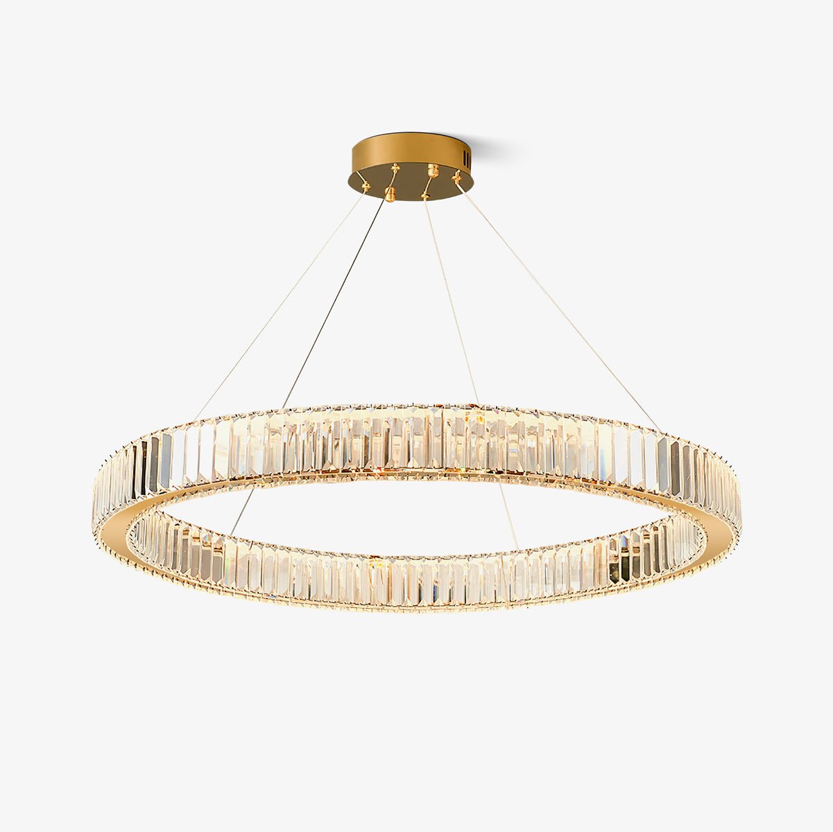 Gold Crystal Ring LED Crown Chandelier Modern Multi Tier Hanging Pendant Lamp
