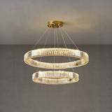 Gold Crystal Ring LED Crown Chandelier Modern Multi Tier Hanging Pendant Lamp