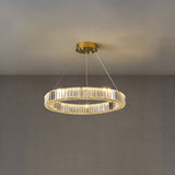 Gold Crystal Ring LED Crown Chandelier Modern Multi Tier Hanging Pendant Lamp
