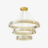 Gold Crystal Ring LED Crown Chandelier Modern Multi Tier Hanging Pendant Lamp