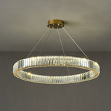 Gold Crystal Ring LED Crown Chandelier Modern Multi Tier Hanging Pendant Lamp
