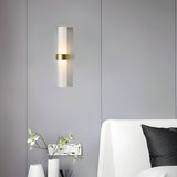 Gold Frosted Glass Tube Wall Sconce Modern 1 Light G4 Warm White Indoor Lighting for Bedroom Hallway