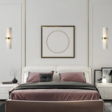 Gold Frosted Glass Tube Wall Sconce Modern 1 Light G4 Warm White Indoor Lighting for Bedroom Hallway