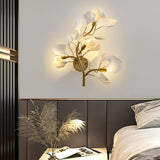 Gold Ginkgo Biloba Leaf Wall Sconce Nordic Modern 3 Color Dimming Light Fixture
