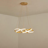 Gold Interwoven Wave Modern LED Chandelier Geometric Linear Pendant Light Fixture