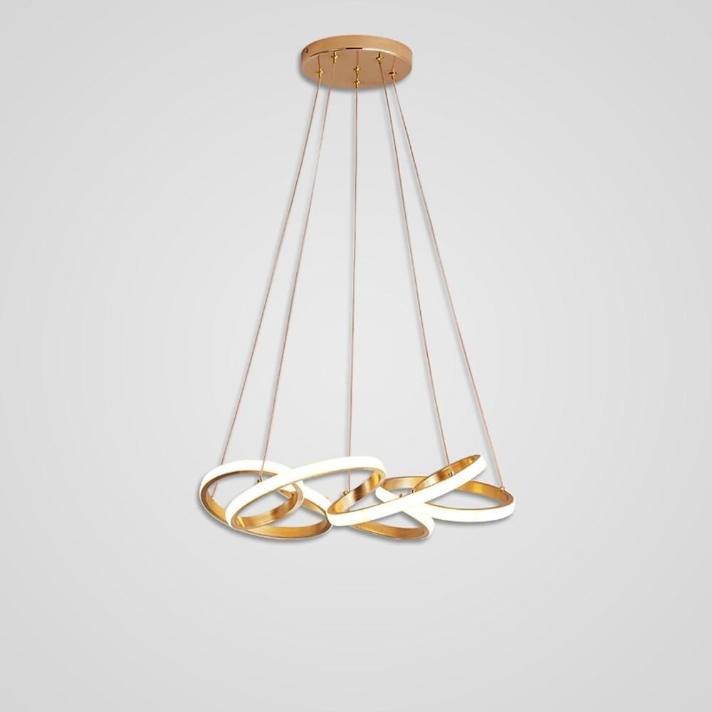 Gold Interwoven Wave Modern LED Chandelier Geometric Linear Pendant Light Fixture