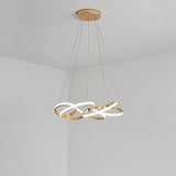 Gold Interwoven Wave Modern LED Chandelier Geometric Linear Pendant Light Fixture