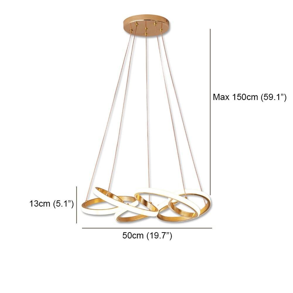 Gold Interwoven Wave Modern LED Chandelier Geometric Linear Pendant Light Fixture