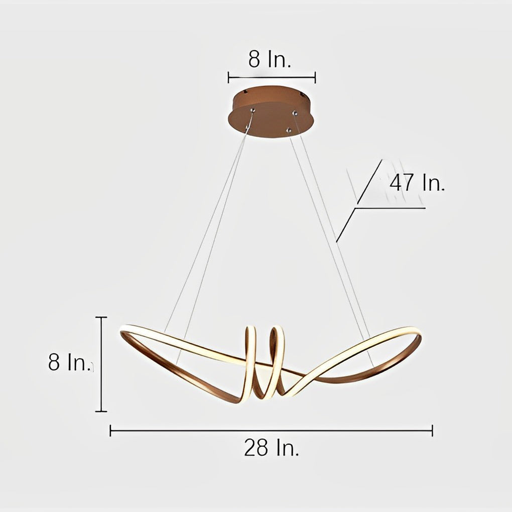Gold Modern Wave LED Pendant Light Nordic Mid Century Style Ceiling Fixture for Living Room