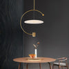 Gold Semi Circular LED Pendant Lighting Modern Electroplated Metal Chandelier for Kitchen