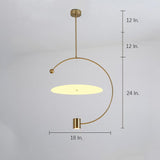 Gold Semi Circular LED Pendant Lighting Modern Electroplated Metal Chandelier for Kitchen