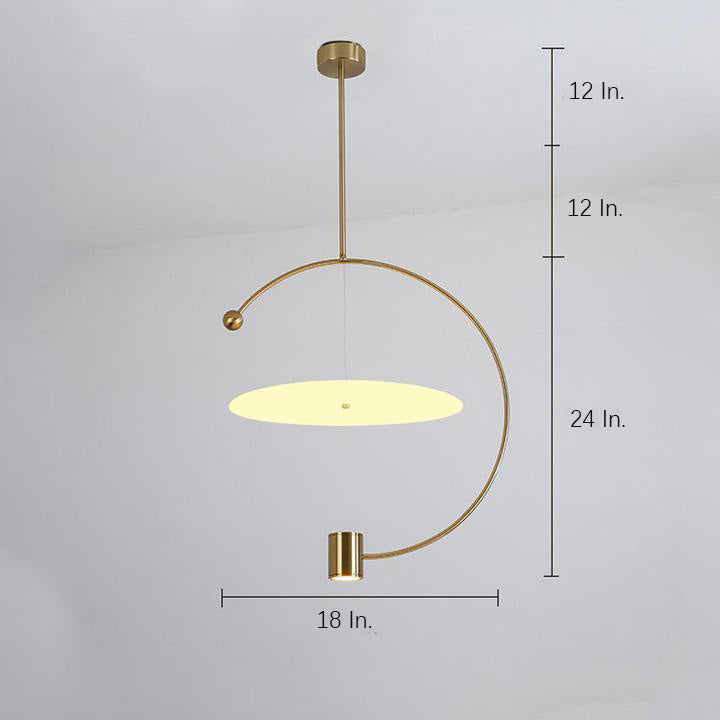 Gold Semi Circular LED Pendant Lighting Modern Electroplated Metal Chandelier for Kitchen