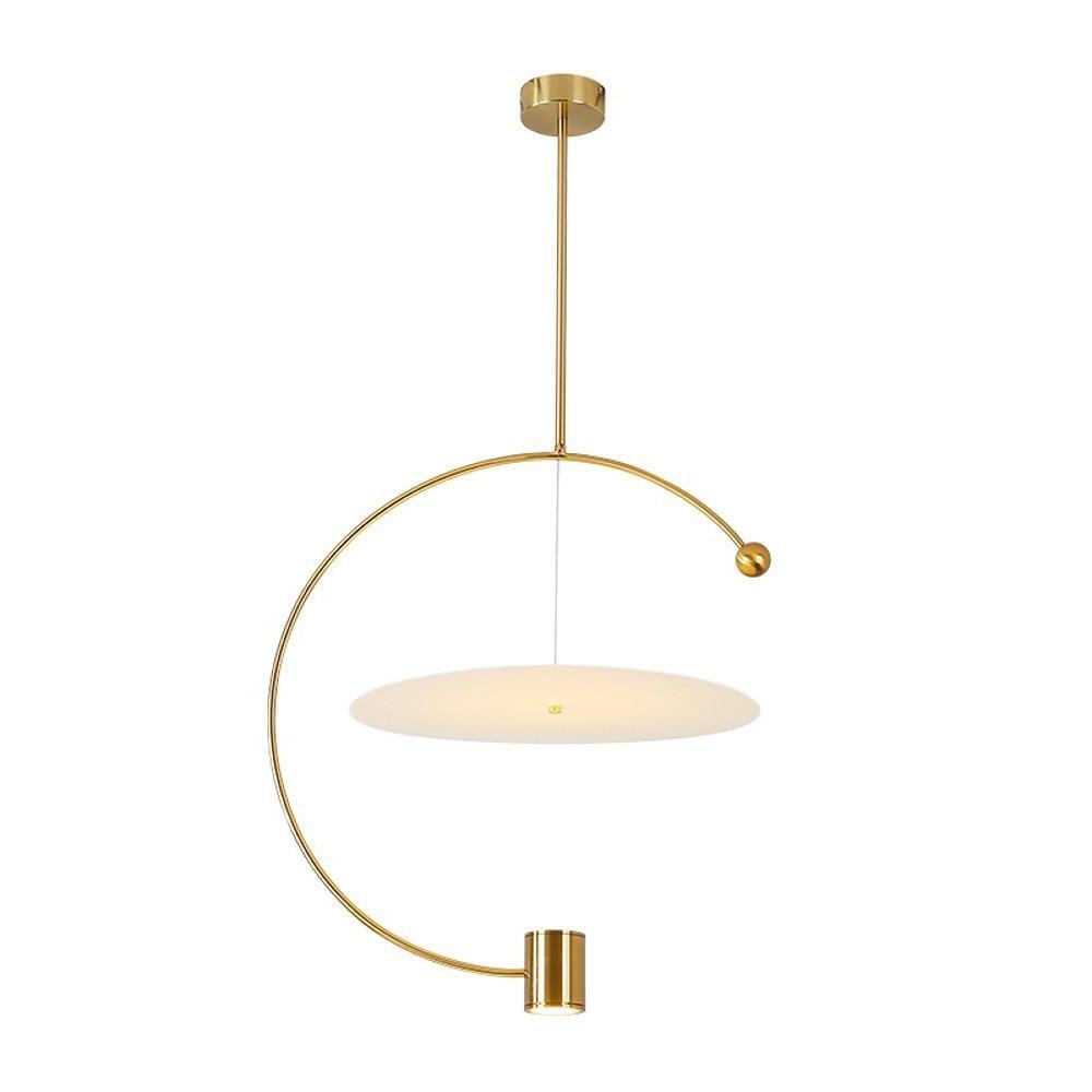 Gold Semi Circular LED Pendant Lighting Modern Electroplated Metal Chandelier for Kitchen