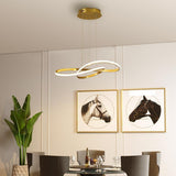Gold Wavy Interweaved LED Hanging Lamp Contemporary Island Lighting Fixture