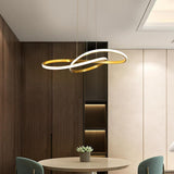 Gold Wavy Interweaved LED Hanging Lamp Contemporary Island Lighting Fixture