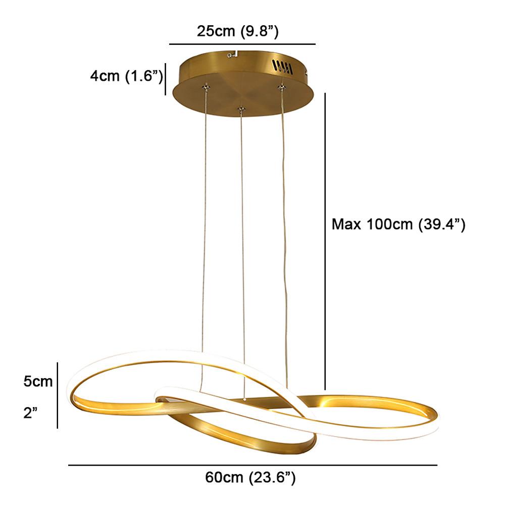 Gold Wavy Interweaved LED Hanging Lamp Contemporary Island Lighting Fixture