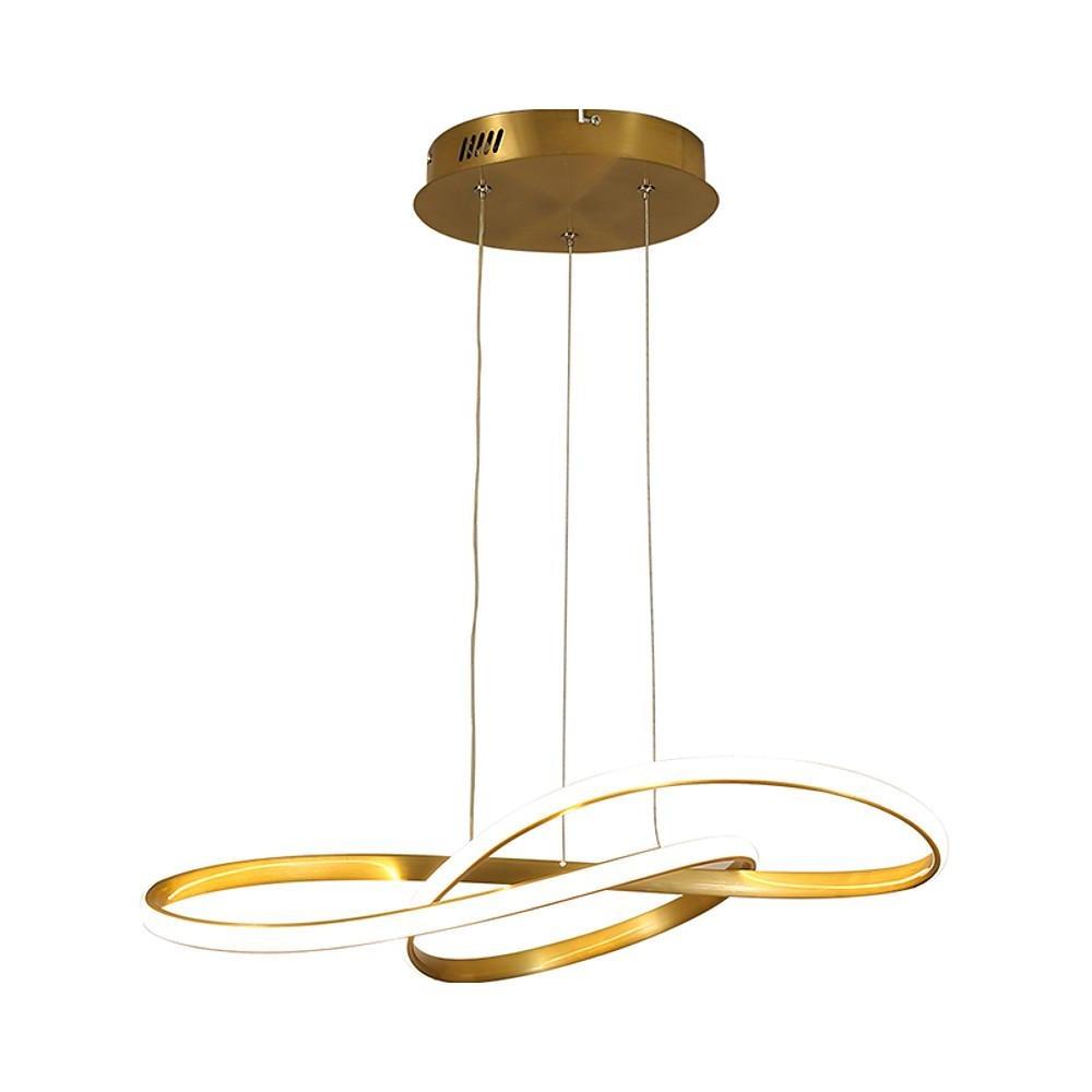 Gold Wavy Interweaved LED Hanging Lamp Contemporary Island Lighting Fixture