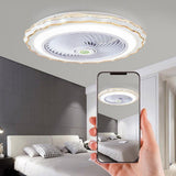 Modern White and Gold Crown Bladeless Flush Mount Ceiling Fan with Remote Control and LED Light