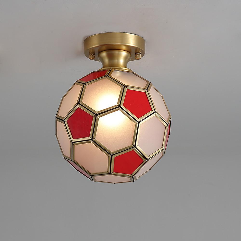 Modern Football Glass Flush Mount Ceiling Light Fixture for Kids Bedroom and Playroom