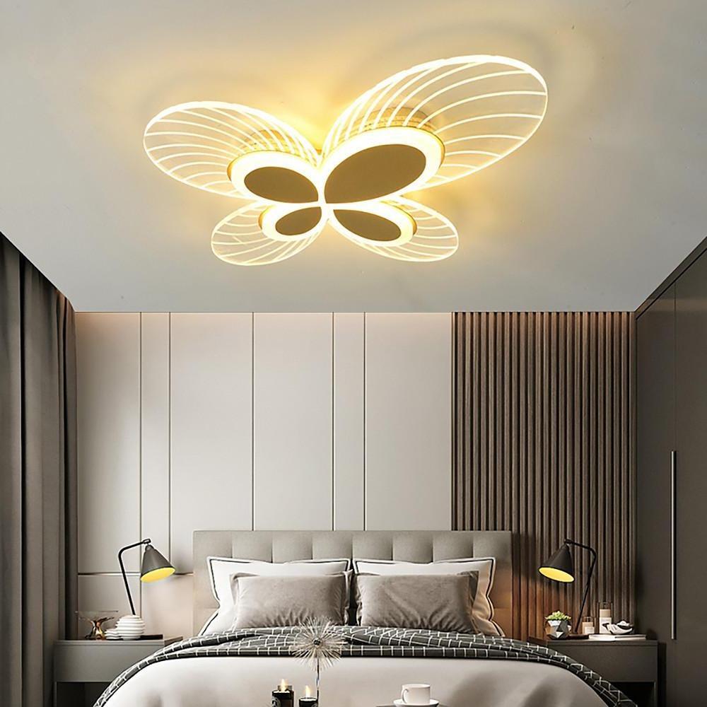 Butterfly Shaped Dimmable LED Flush Mount Ceiling Lamp Nordic Style Modern Lighting for Living Room