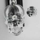 Gothic Skull Head Glass Wall Sconce Industrial Black Finish Decorative Lighting