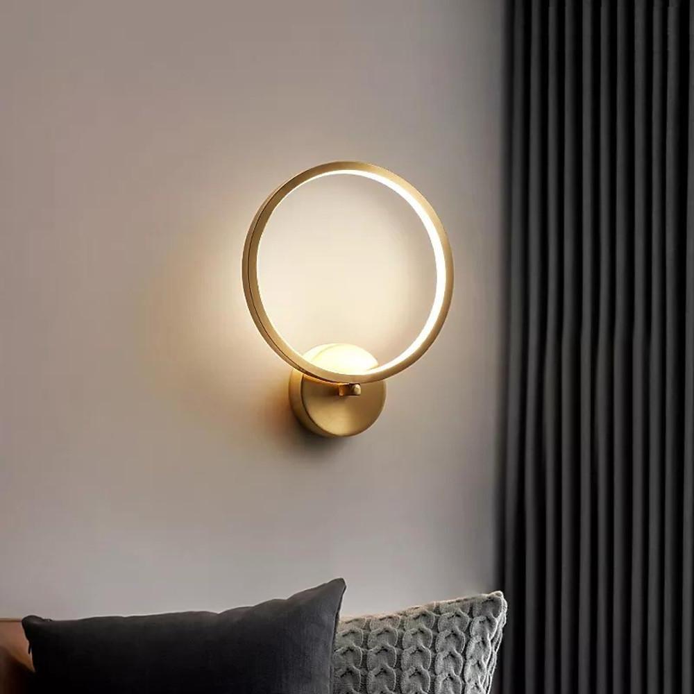 Modern Copper LED Flush Mount Ceiling Light Geometric Circular Gold Finish Three Light Fixture
