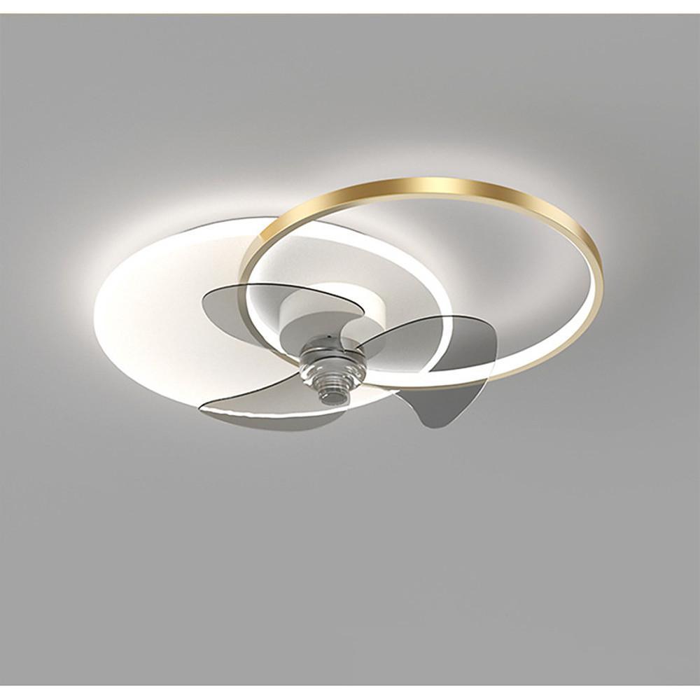 24 Inch Modern Circle LED Flush Mount Ceiling Fan with Dimmable Light and Remote Control