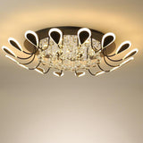 Modern Flower Crystal LED Flush Mount Ceiling Light Dimmable Chandelier for Living Room