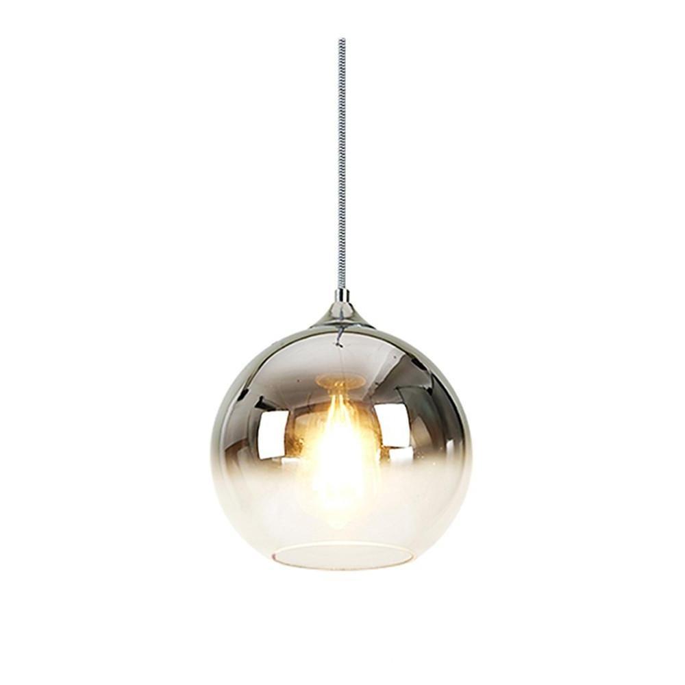 Gradient Glass Globe Pendant Light Modern Kitchen Island Hanging Ceiling Lamp with Adjustable Cord