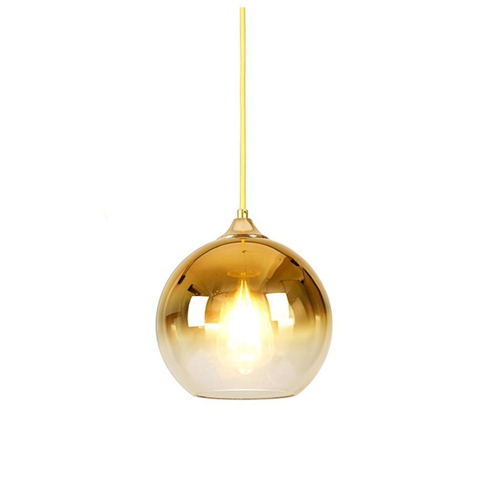Gradient Glass Globe Pendant Light Modern Kitchen Island Hanging Ceiling Lamp with Adjustable Cord