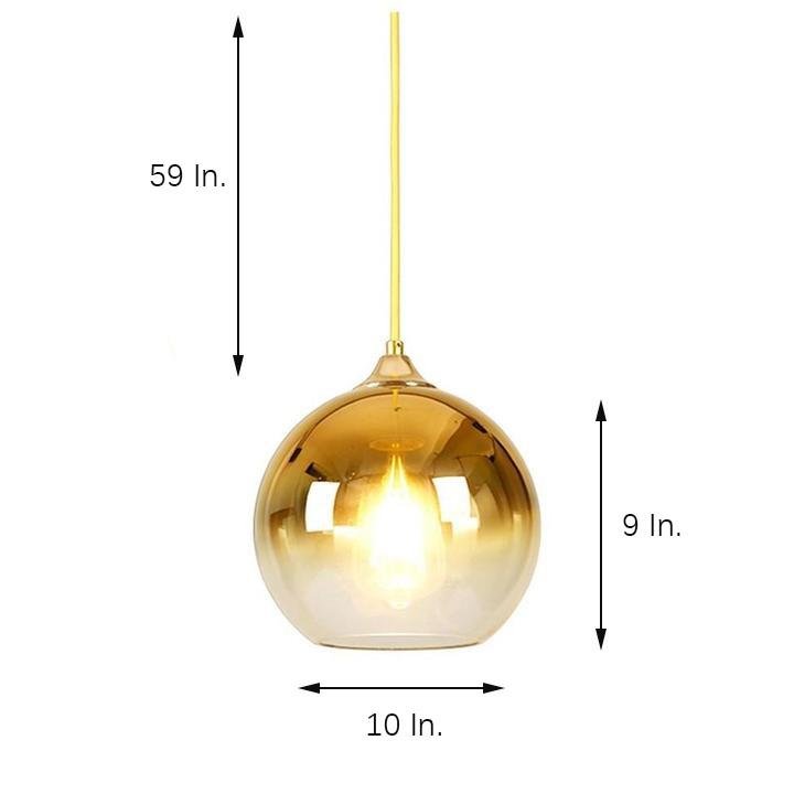 Gradient Glass Globe Pendant Light Modern Kitchen Island Hanging Ceiling Lamp with Adjustable Cord