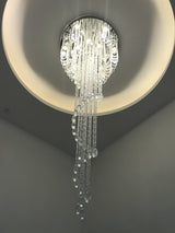 Grand Spiral Crystal Chandelier for Staircase Luxury Crown LED Pendant Light Chrome Finish