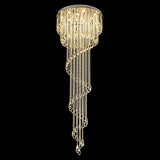 Grand Spiral Crystal Chandelier for Staircase Luxury Crown LED Pendant Light Chrome Finish